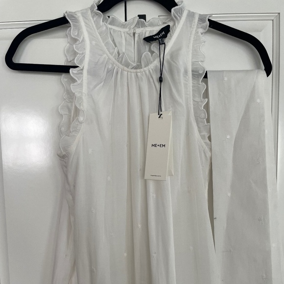 ME + EM Scallop Embroidery White Maxi Dress + Belt 0 - Picture 11 of 15